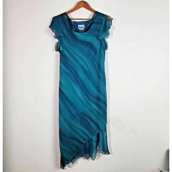 Dresses & Skirts - En Focus Women's Dress 16 Green Asymmetrical Vintage 90s Fairy Mermaid Elegant